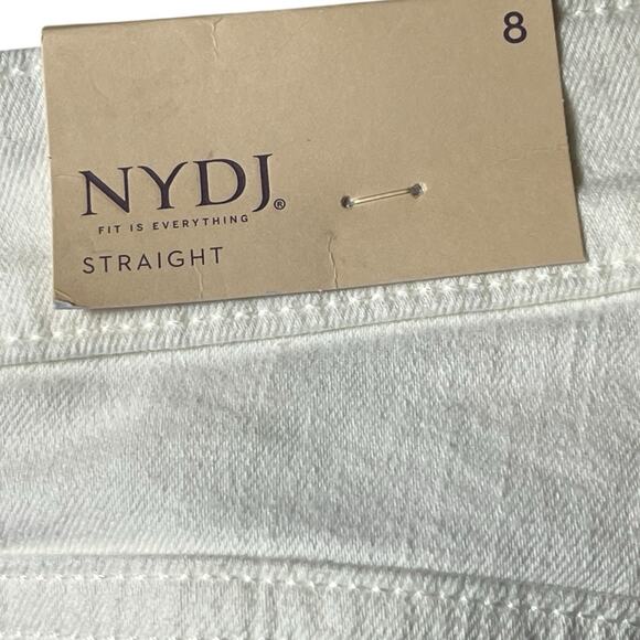 NWT NYDJ Marilyn Straight Optic White Sz 8 Feminine 90’s Hippie Stretch LiftTuck - Picture 7 of 10